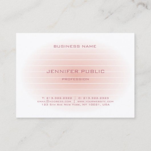 Moderne Blush Pink White Trendy Monogram Sjabloon Visitekaartje (Achterkant)