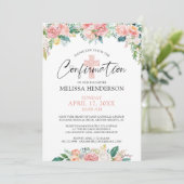 Moderne Blush Roos Floral Cross bevestiging Kaart (Staand voorkant)