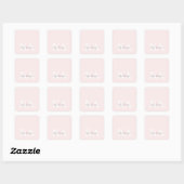 Moderne Blush Roos Gepersonaliseerde Monogram Naam Vierkante Sticker (Vel)