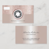 Moderne Blush Roos Gold Glitter Camera Fotografie Visitekaartje (Voorkant / Achterkant)
