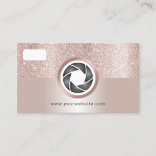 Moderne Blush Roos Gold Glitter Camera Fotografie Visitekaartje