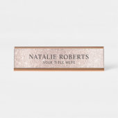 Moderne Blush Roos Gold Glitter Professional Bureau Naambordje (Voorkant)