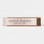 Moderne Blush Roos Gold Glitter Professional Bureau Naambordje (Voorkant)