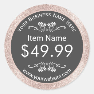 Moderne Blush Roos Gold Handmade Product Price Lab Ronde Sticker