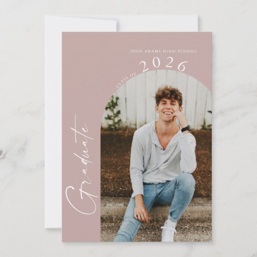 Moderne Blush Roos Minimale fotografie Kaart (Voorkant)