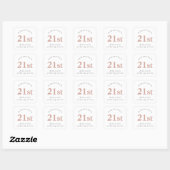 Moderne Blush roze 21e verjaardag Dank u Vierkante Sticker (Vel)
