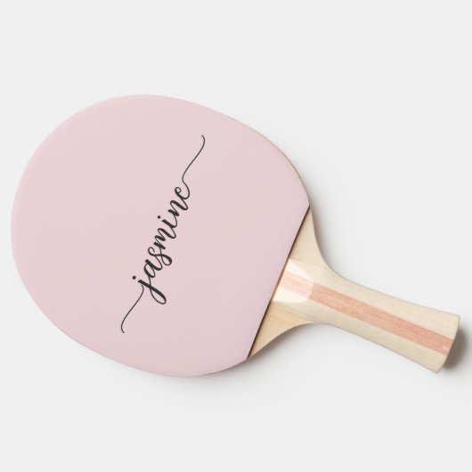 Moderne Blush Roze Aangepaste naam Handtekenscript Tafeltennisbatje (Zijkant)