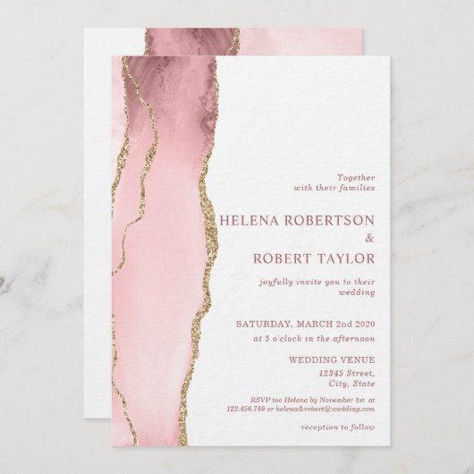 Moderne blush roze agaat kaart (Voorkant / Achterkant)