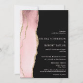 Moderne blush roze agaat zwarte achtergrond kaart (Voorkant)