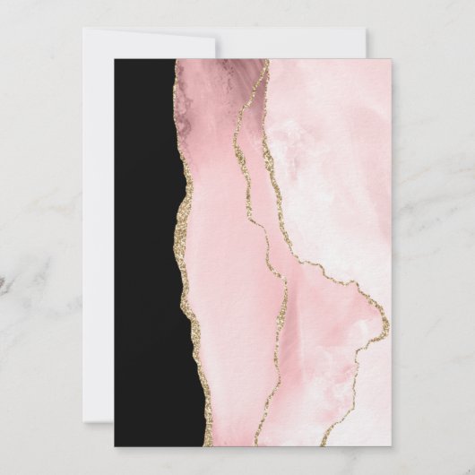 Moderne blush roze agaat zwarte achtergrond kaart (Achterkant)