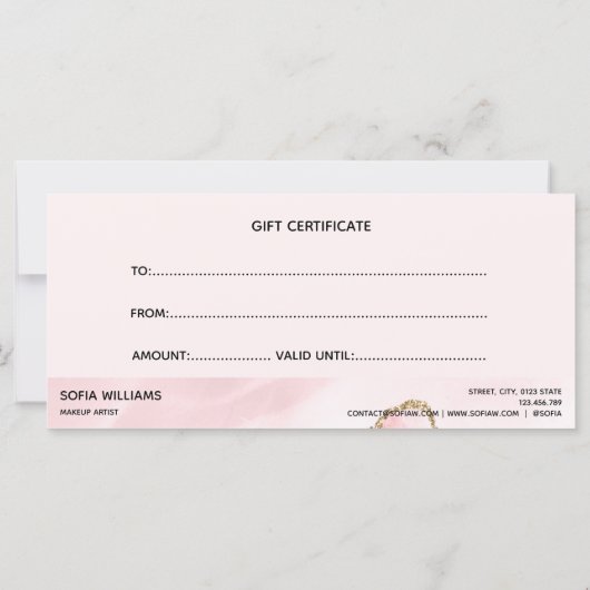 Moderne Blush Roze Agate Certificate Cadekaart (Achterkant)