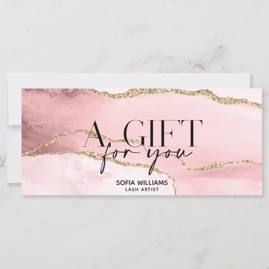 Moderne Blush Roze Agate Certificate Cadekaart (Voorkant)