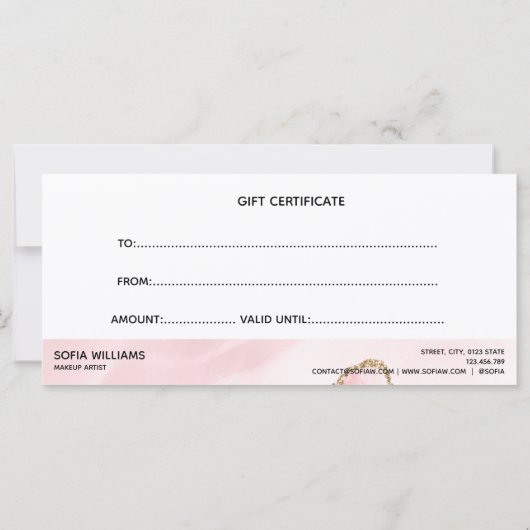 Moderne Blush Roze Agate Certificate Cadekaart (Achterkant)