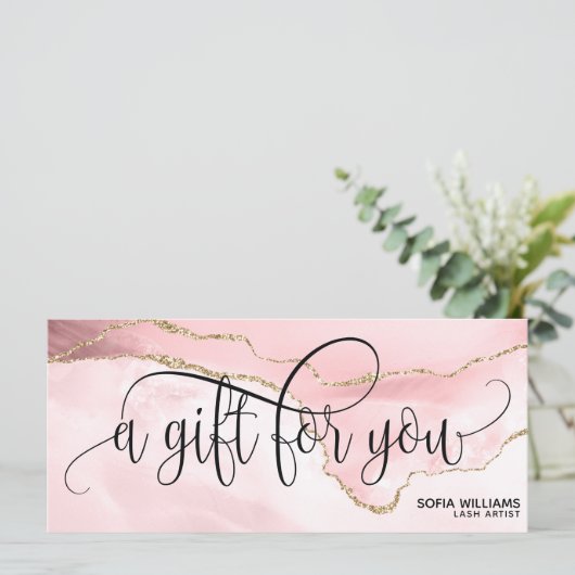 Moderne Blush Roze Agate Certificate Cadekaart (Staand voorkant)