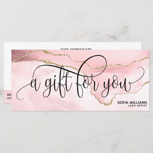 Moderne Blush Roze Agate Certificate Cadekaart (Voorkant / Achterkant)