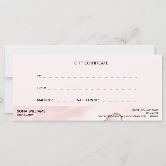 Moderne Blush Roze Agate Certificate Cadekaart (Achterkant)
