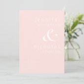 Moderne Blush Roze Ampersand Foto Bruiloft Save The Date (Staand voorkant)