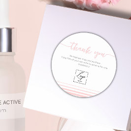 Moderne Blush roze Bedankt Voor Bestelling Insteek Ronde Sticker