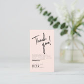 Moderne blush roze bestelling bedankt QR-code Visitekaartje (Staand voorkant)
