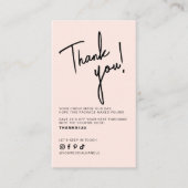 Moderne blush roze bestelling bedankt QR-code Visitekaartje (Voorkant)