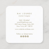 Moderne Blush roze bladeren Branch Gold Script Vierkante Visitekaartje (Achterkant)