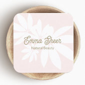 Moderne Blush roze bladeren Branch Gold Script Vierkante Visitekaartje