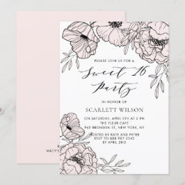 Moderne Blush Roze Bloem Sweet 16 Party Uitnodigin Kaart