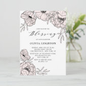 Moderne Blush roze bloemen Baby Kaart (Staand voorkant)