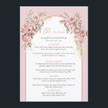 Moderne blush roze bloemen boho boog pampas menu<br><div class="desc">Hallo daar! Plan je een dromerige bruiloft? Afbeelding dit: een elegante blos roze bloemetjes versierd boho boog omringd door de zachte schoonheid van pampas gras, het instellen van de perfecte scene voor uw speciale dag. Om deze schilderachtige omgeving aan te vullen, wacht uw gasten een menu vol met verrukkelijke geneugten,...</div>