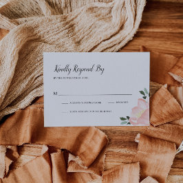 Moderne Blush Roze Bloemen Elegante Bruiloft RSVP Kaartje