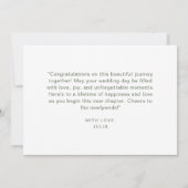 Moderne Blush Roze Bloemen Krans Gelukkige Bruilof Kaart (Achterkant)