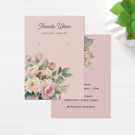 Moderne blush roze bloemenoorbel display kaart (Bureau)
