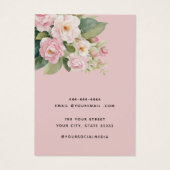 Moderne blush roze bloemenoorbel display kaart (Achterkant)