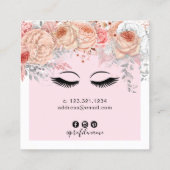 Moderne  blush roze bloemenwimper extensions vierkante visitekaartje (Achterkant)