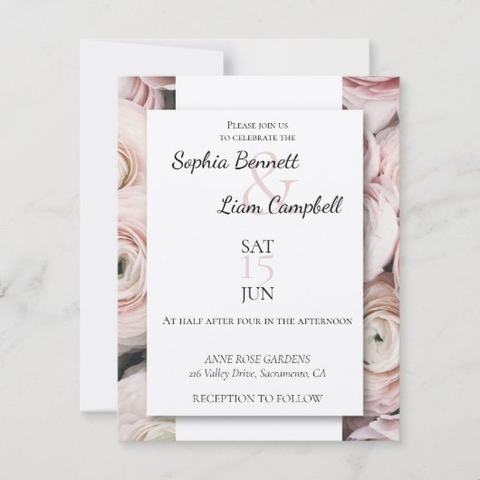 Moderne blush roze boterbloem bloemen kaart (Voorkant)