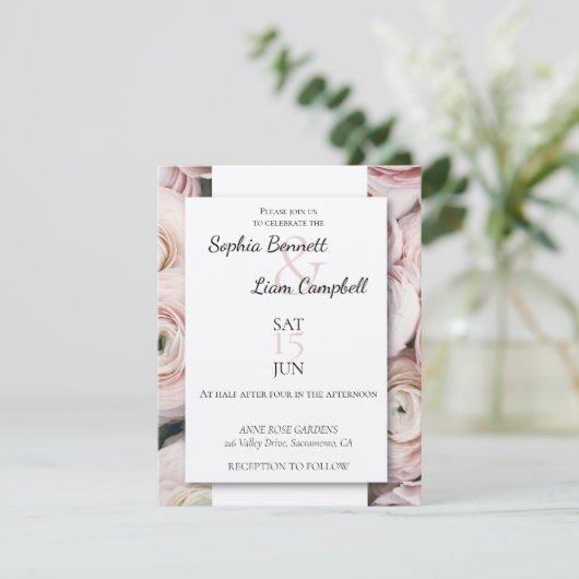 Moderne blush roze boterbloem bloemen kaart (Staand voorkant)