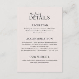 Moderne Blush Roze bruiloft Details Informatiekaartje