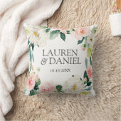 Moderne Blush Roze Bruiloft gepersonaliseerde aand Kussen (Deken)