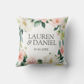 Moderne Blush Roze Bruiloft gepersonaliseerde aand Kussen (Achterkant)