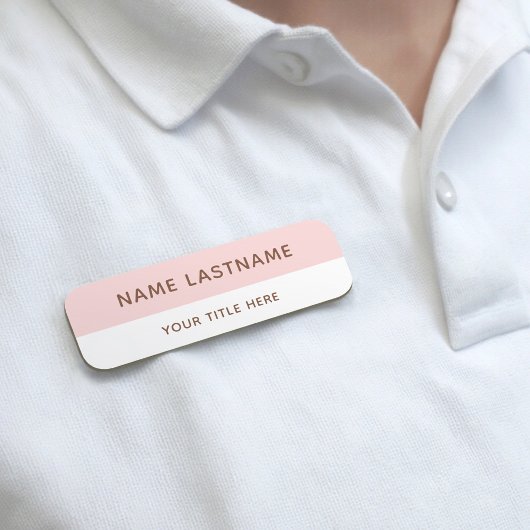 Moderne Blush Roze Bruin Witte Titel Pin Magnetisc Naamplaatje