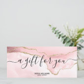 Moderne Blush Roze Certificate Cadeaukaart Voeg Lo (Staand voorkant)