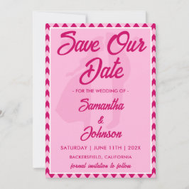 Moderne Blush Roze Chevron Streep QR Code Foto Save The Date