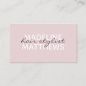 Moderne Blush Roze Chic Hair Stylist Script Name Visitekaartje (Voorkant)