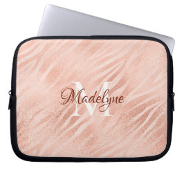 Moderne Blush Roze Dierenprint Shimmer Laptop Sleeve