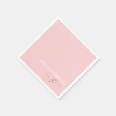 Moderne Blush Roze Eenvoudige Script Monogram Naam Servet (Hoek)