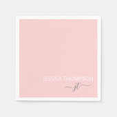 Moderne Blush Roze Eenvoudige scriptnaam Servet (Voorkant)