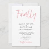 Moderne Blush Roze Eindelijk Trouw Uitnodiging (Voorkant)