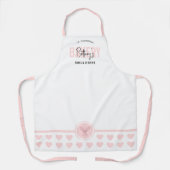 Moderne Blush Roze Elegante Naam Bakkerij Chef Cat Schort (Voorkant)