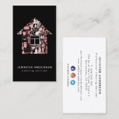 Moderne Blush roze en Black Cleaning Services Visitekaartje (Voorkant / Achterkant)