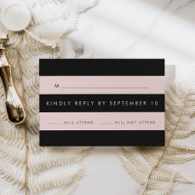 Moderne Blush roze en Black Stripe RSVP